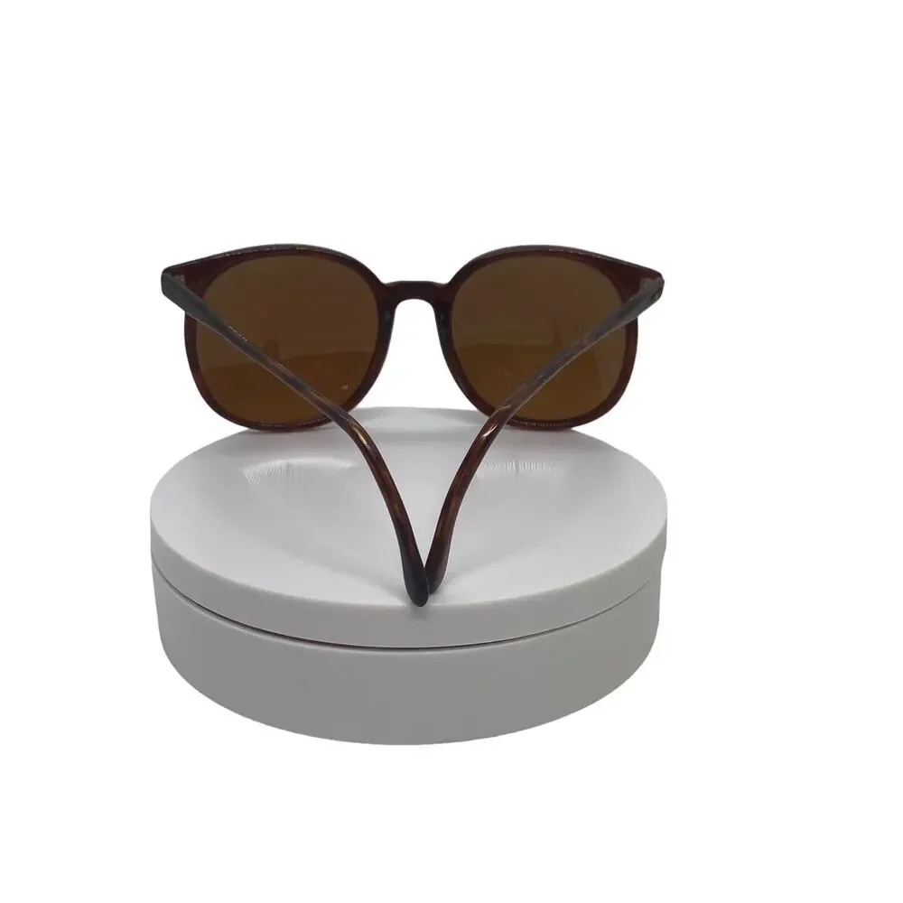 Vintage 1980s Pathway USA Opticolors 145 Demi Amber Round Horn Rimmed Sunglasses